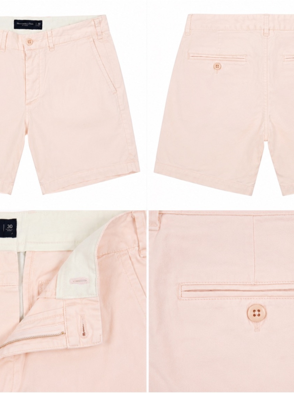 Abercrombie & Fitch Men's Light Pink Flat Front Chino Shorts